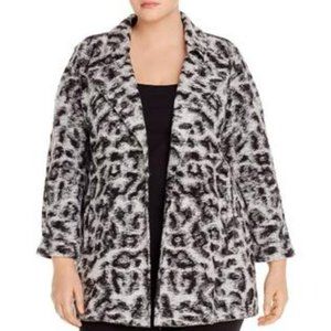 Nic + Zoe Wilde & Free Relaxed Leopard Print Plush Jacket Black Size 1X